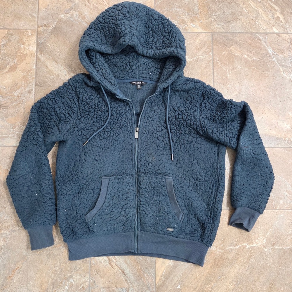 Marc New York Fuzzy Sherpa Zip Up Hoodie with Pockets - M